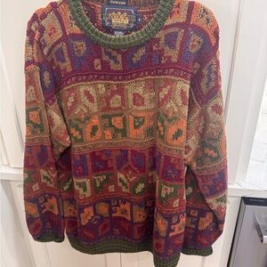 Vintage Ralph Lauren patchwork Crewneck Sweater Handknit 90’s